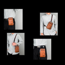 Charger l&#39;image dans la galerie, Sac à dos compact en cuir PU pour homme &lt;br&gt; Modèle Cross marron